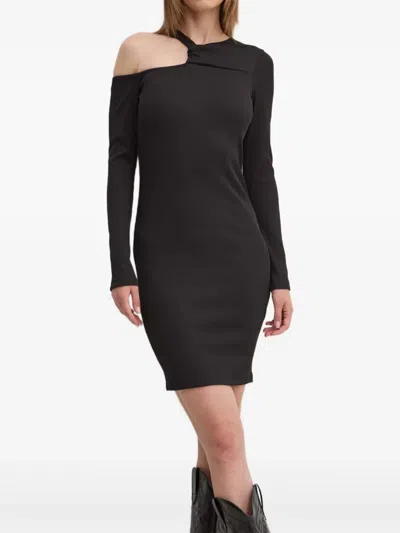 Hugo Boss Cut-out Long-sleeve Mini Dress In Black