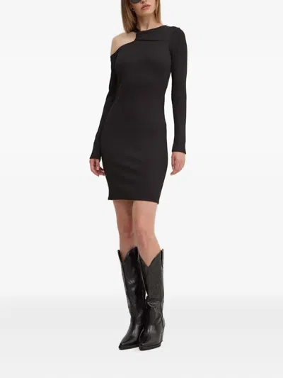 Hugo Boss Cut-out Long-sleeve Mini Dress In Black