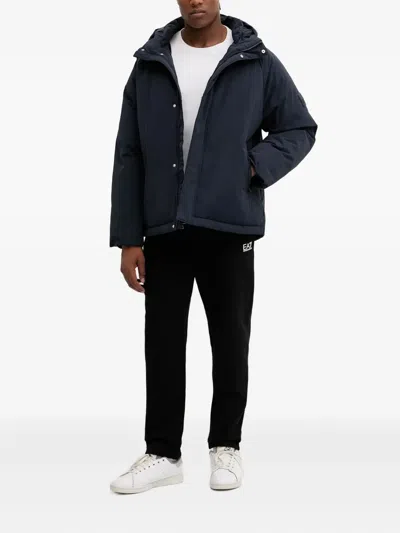 Ea7 Hooded-neckline Zip-fastening Jacket In Blue
