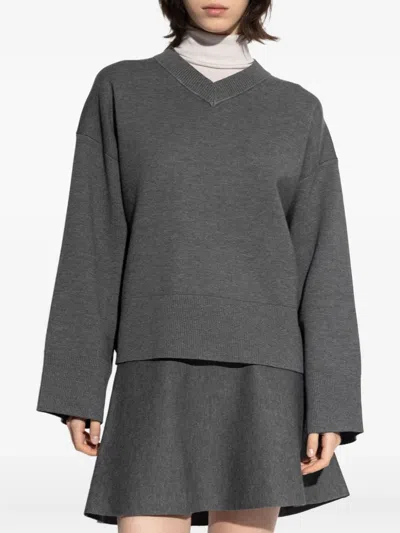 Samsoe & Samsoe Salula V-neck Sweater In Gray
