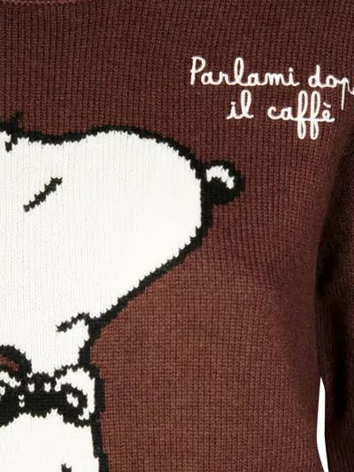 Mc2 Saint Barth New Queen Snoopy Caffe-graphic Long-sleeves Sweater In Brown