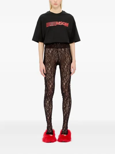 Msgm Lace Leggings In Black