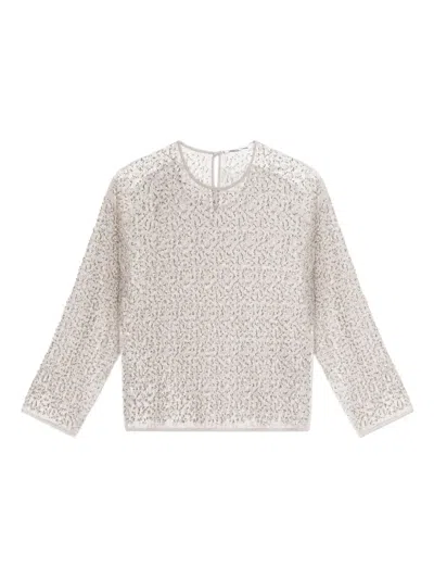 Samsoe & Samsoe Samally Beaded-detail Top In Neutral
