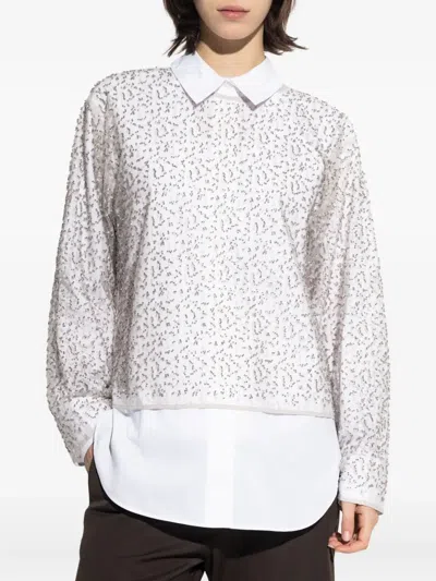 Samsoe & Samsoe Samally Beaded-detail Top In Neutral