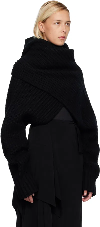 Sacai ブラック ウールニット プルオーバー タートルネック In Black