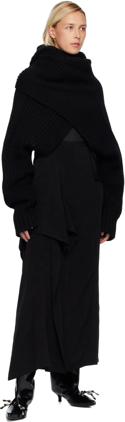 Sacai ブラック ウールニット プルオーバー タートルネック In Black