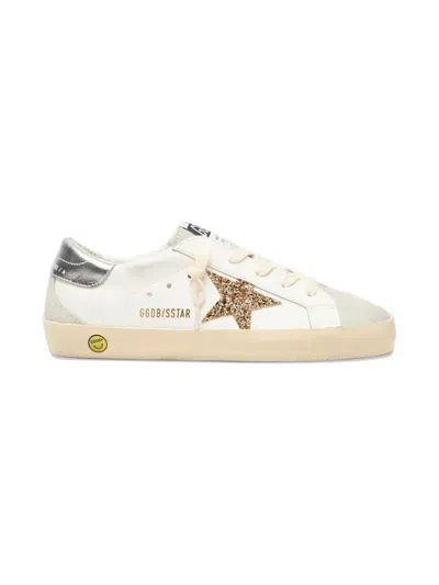 Golden Goose Glitter Star Leather Sneakers In White