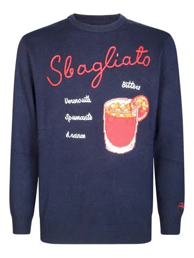 Mc2 Saint Barth Embroidered-drink Graphic Crewneck Sweater In Blue