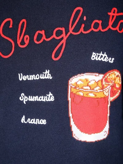 Mc2 Saint Barth Embroidered-drink Graphic Crewneck Sweater In Blue