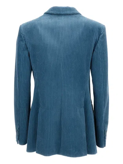 P.a.r.o.s.h Double-breasted Corduroy Blazer In Blue