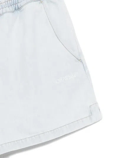 Off-white Logo-print Denim Shorts In Multi