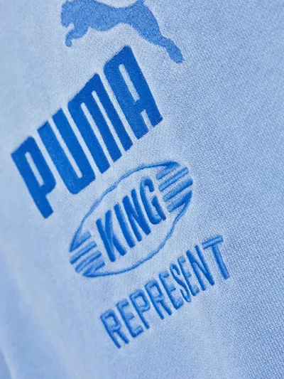 Puma X Represent Logo-embroidered Hooded Sweater In Blue