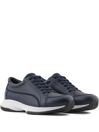 Giorgio Armani Panelled Leather Sneakers In Animal Print
