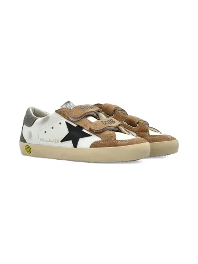 Golden Goose Kids Old School White And Black Star Sneakers In Multi
