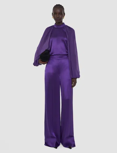 Joseph Womens Dijon Wide-leg Satin Trousers Violet In Purple