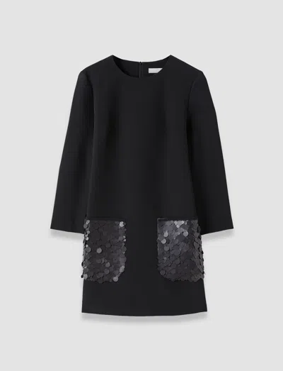 Joseph Bixio Sequined Satin Twill Minidress In Black