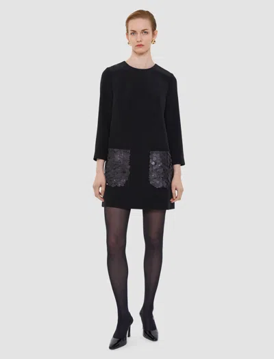Joseph Bixio Sequined Satin Twill Minidress In Black