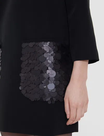 Joseph Bixio Sequined Satin Twill Minidress In Black
