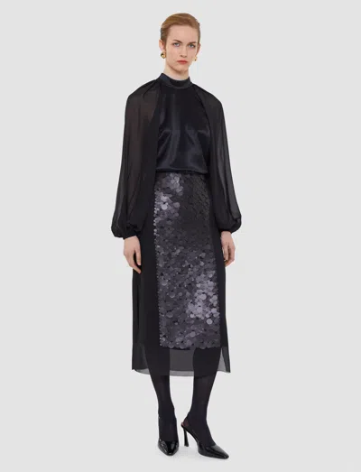 Joseph Womens Cave High-neck Satin Blouse Black In Black