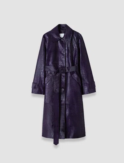 Joseph Auger Embossed Croc Leather Coat In Purple