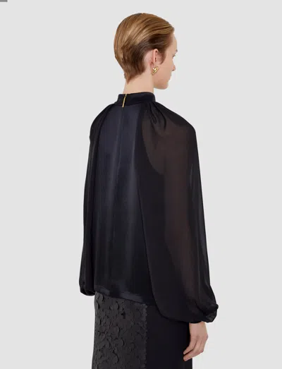 Joseph Womens Cave High-neck Satin Blouse Black In Black