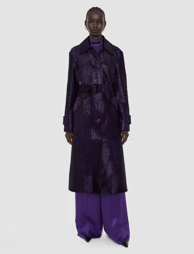 Joseph Auger Embossed Croc Leather Coat In Purple