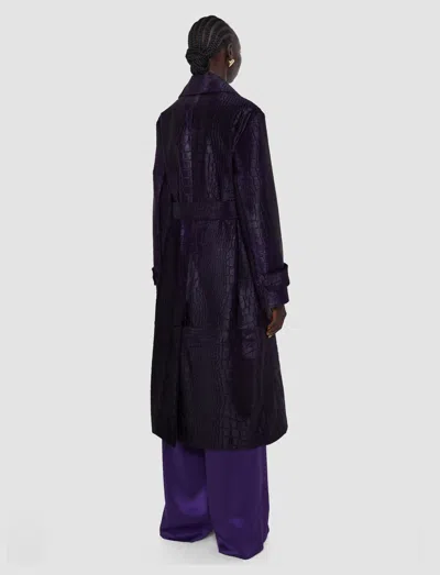 Joseph Auger Embossed Croc Leather Coat In Purple
