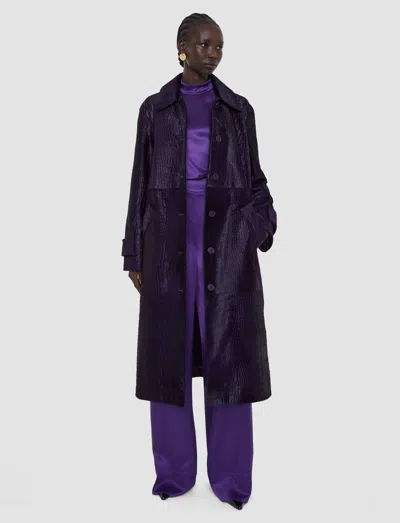 Joseph Auger Embossed Croc Leather Coat In Purple