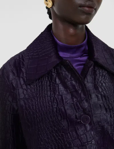Joseph Auger Embossed Croc Leather Coat In Purple