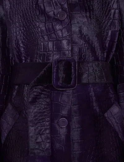 Joseph Auger Embossed Croc Leather Coat In Purple