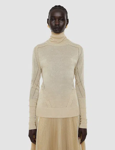 Joseph Womens Leblanc High-neck Knitted Top Gilt Xs In Neutral