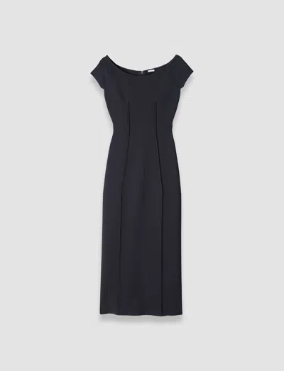 Joseph Foin Pintuck Stretch-knit Midi Dress In Black