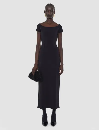 Joseph Foin Pintuck Stretch-knit Midi Dress In Black