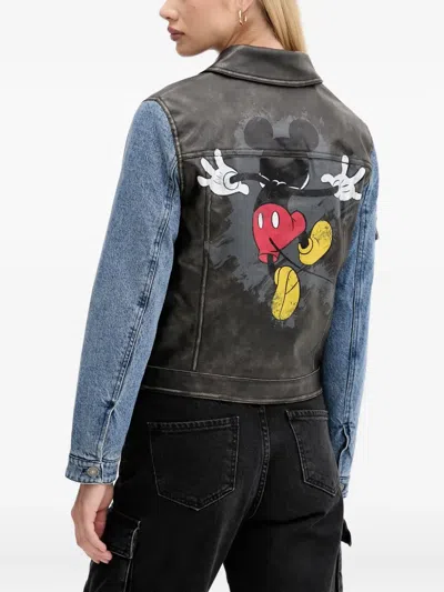 Desigual Panel Frayed Jacket In Blue
