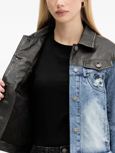 Desigual Panel Frayed Jacket In Blue