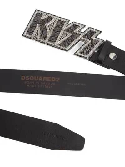 Dsquared2 Rhinestone-embellished Buckle Belt In Brown