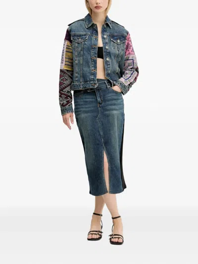 Desigual Button Denim Jacket In Blue