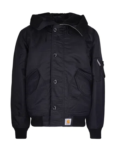 Carhartt Water-repellent Nylon Bomber Jacket With Adjustable Hood