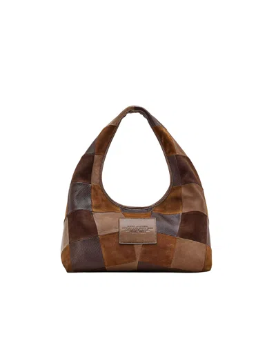 Marc Jacobs Borsa A Spalla The Suede Patchwork Sack Bag Brown Multi In Brown