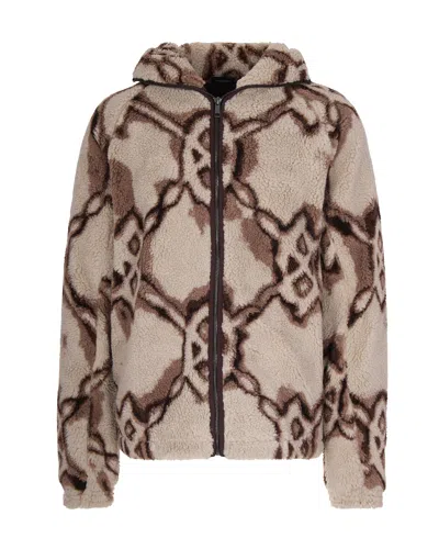 Daily Paper Relaxed Fit Fleece Sweatshirt With Abstract Pattern And Hood In Brown