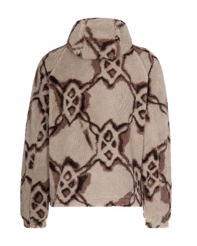 Daily Paper Relaxed Fit Fleece Sweatshirt With Abstract Pattern And Hood In Brown