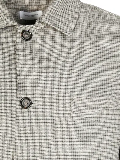 Paolo Pecora Pattern-check Micro Long-sleeves Overshirt In Neutral