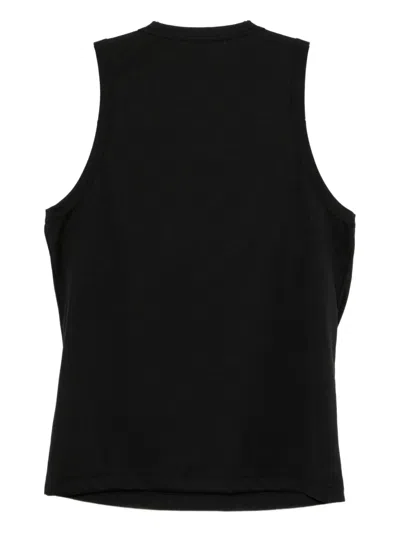 Comme Des Garçons Black Flower Detail Tank Top In Black