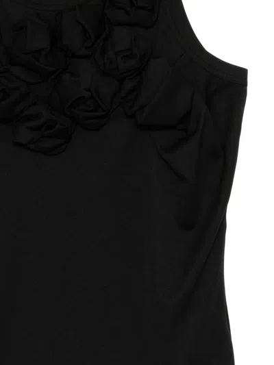 Comme Des Garçons Black Flower Detail Tank Top In Black