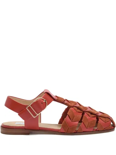 Gabriela Hearst Willow Suede-trimmed Leather Sandals In Brown
