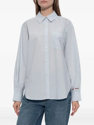 Samsoe & Samsoe Salova Striped-pattern Pocket Shirt In Blue