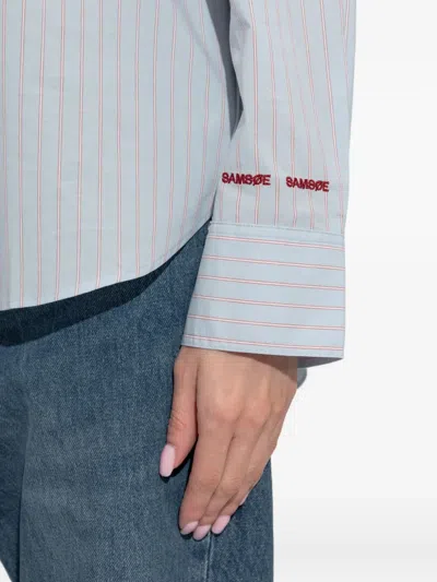 Samsoe & Samsoe Salova Striped-pattern Pocket Shirt In Blue