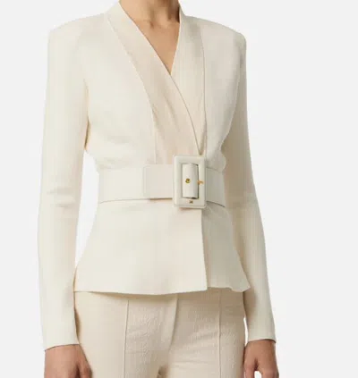 Elisabetta Franchi Belted Blazer In Neutral