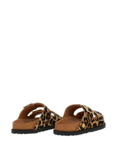 Birkenstock Arizona Pony Fur Sandals Shoes In Brown