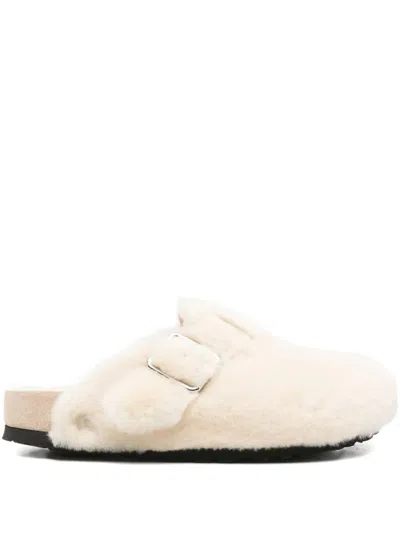 Birkenstock Boston Shearling Clogs Shoes In Neutral